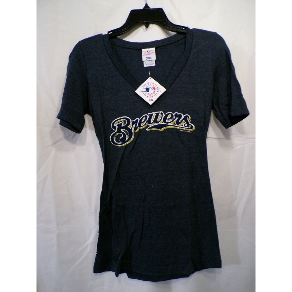 Campus Lifestyle Milwaukee Brewers Women's M V-Neck T-Shirt Navy